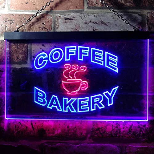 Coffee Bakery Shop Dual LED Neon Light Sign